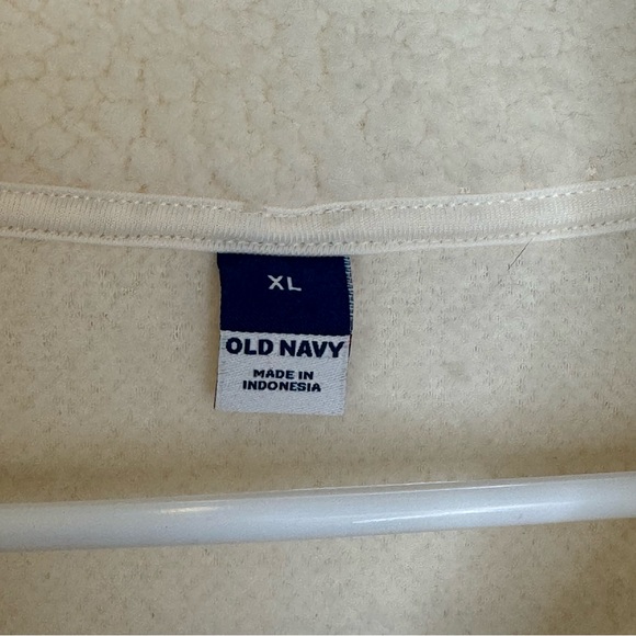 Old Navy Women’s Sherpa Teddy Jacket Fuzzy Fleece Coat Zip Up Ivory XL - Picture 12 of 16